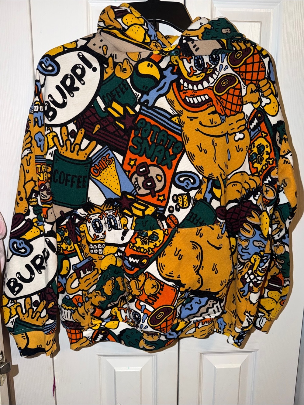 H&M Kids Hoodie in Yellow Multi Snack Print